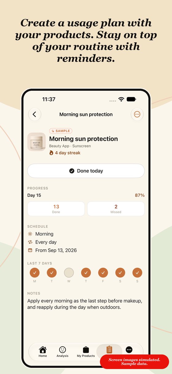 Beauty App by HG - Nutzungsplan