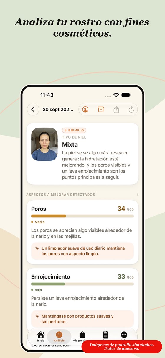 Beauty App by HG - Resultados del análisis de piel