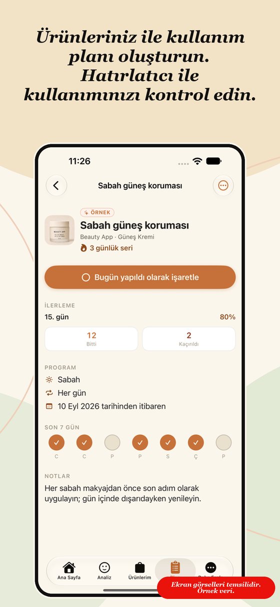 Beauty App by HG - Kullanım planı