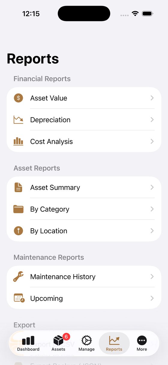 HG Asset Manager - Reports