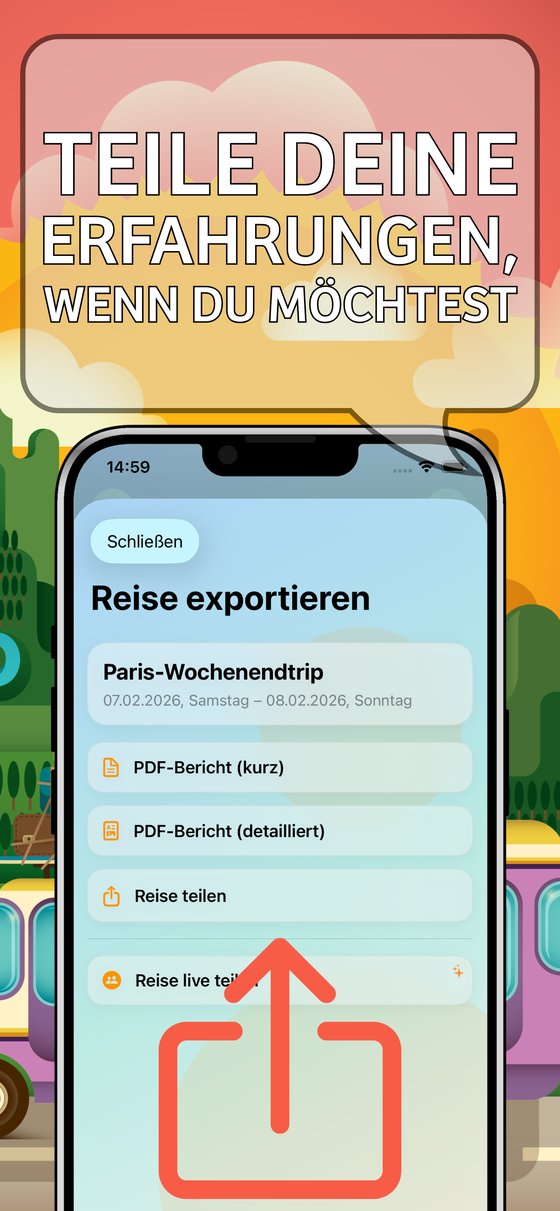 Trip Organizer - Reise exportieren und teilen