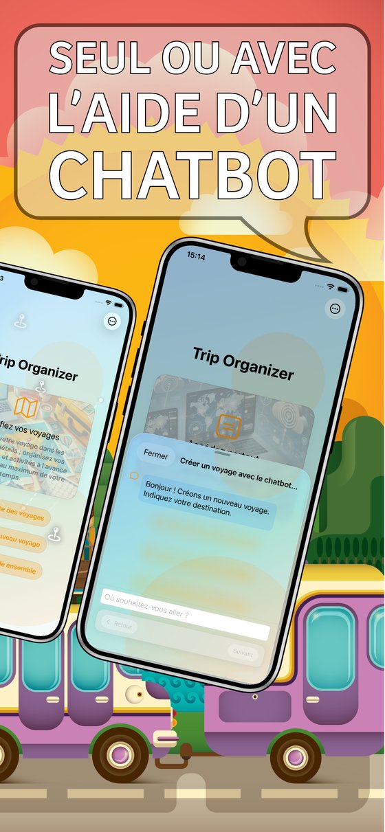 Trip Organizer - Liste des voyages et création par chatbot