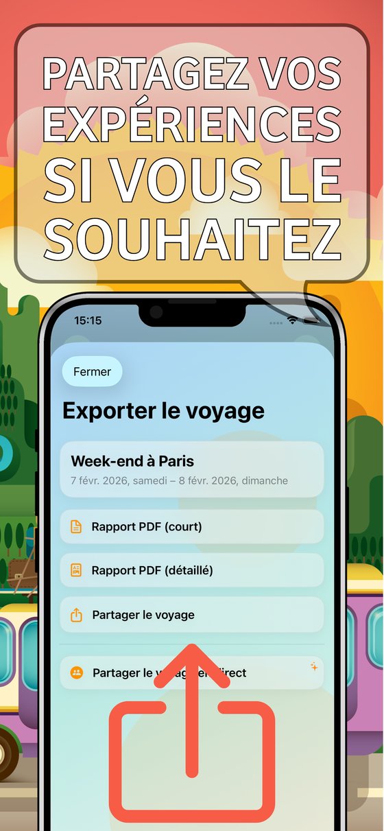 Trip Organizer - Exporter et partager votre voyage